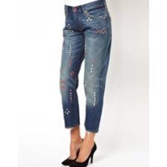 Levis 501 Icon Studded Crop Style Jeans Sz 30 - Picture 1 of 7